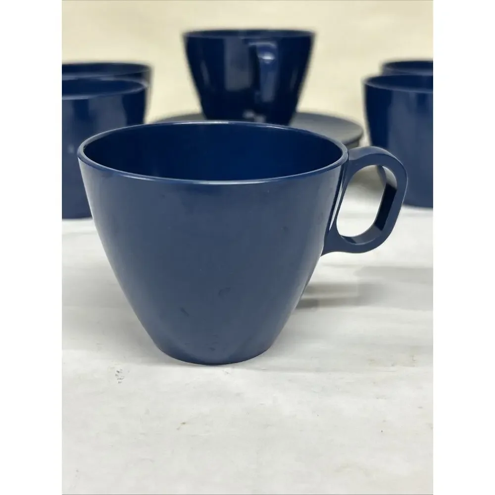 Lot Of Vintage Boonton Cups And Saucers Blue 6206